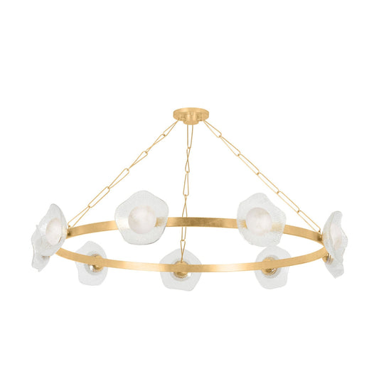 Almandine 9-Light Alabaster Chandelier in Vintage Gold Leaf 60.75L x 60.75W x 10H - Tianguang Alabaster Lighting