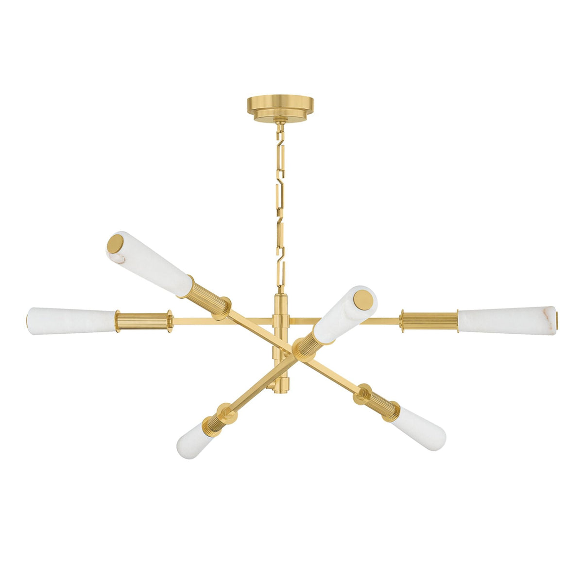 Dashiell 6-Light Alabaster Chandelier in Vintage Polished Brass 48L x 48W x 13H - Tianguang Alabaster Lighting
