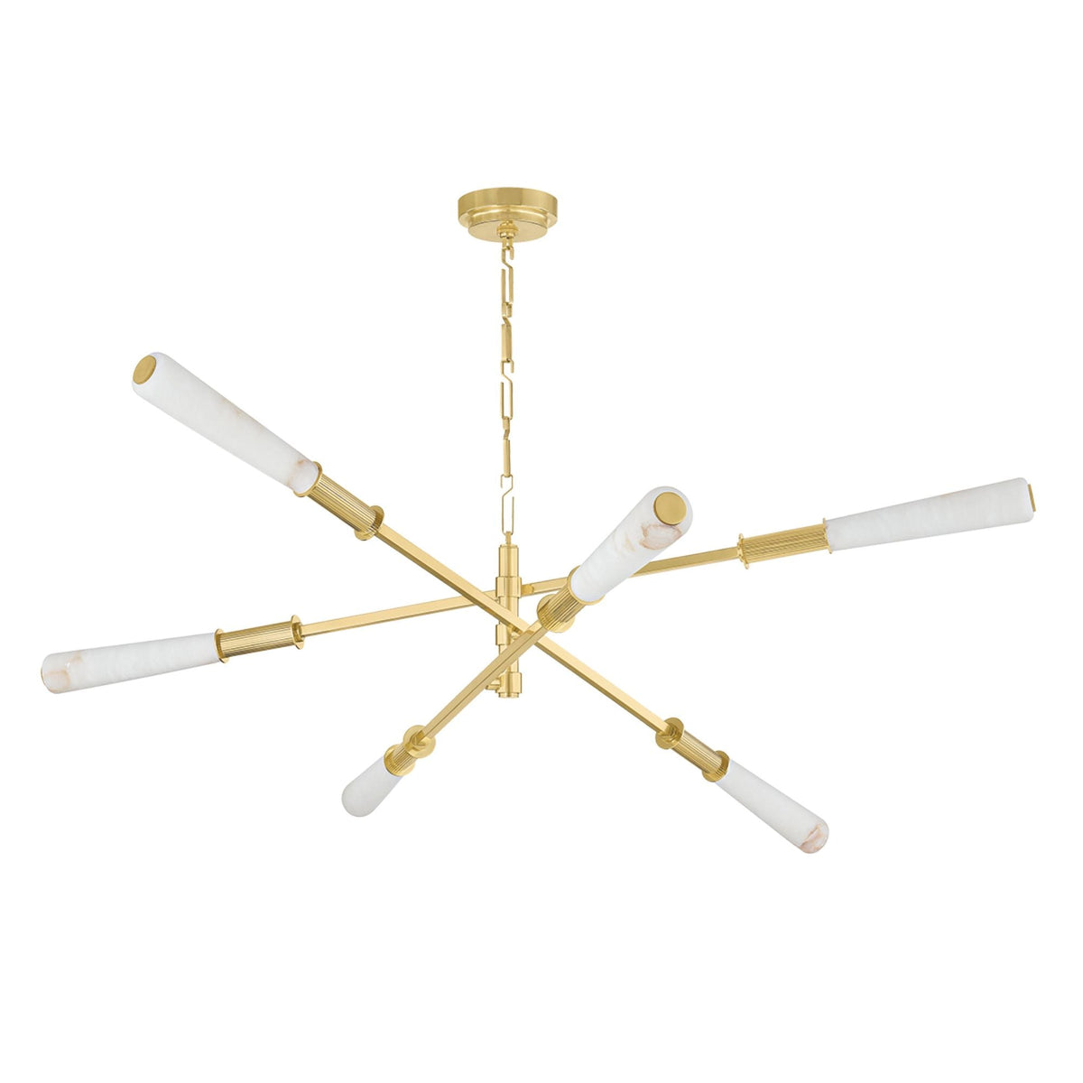 Dashiell 6-Light Alabaster Chandelier in Vintage Polished Brass 60L x 60W x 13.75H - Tianguang Alabaster Lighting