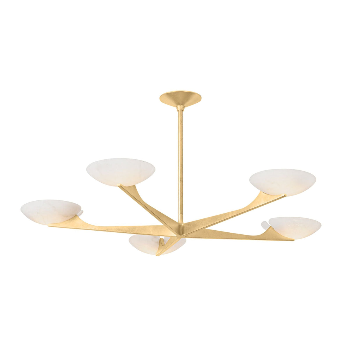 Malachite 5-Light Alabaster Chandelier in Vintage Gold Leaf 52L x 52W x 5.25H - Tianguang Alabaster Lighting