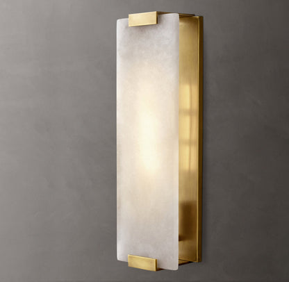 Hand-Carved Alabaster Grand Wall Light, Bathroom Wall Sconce, 6"W x 4"D