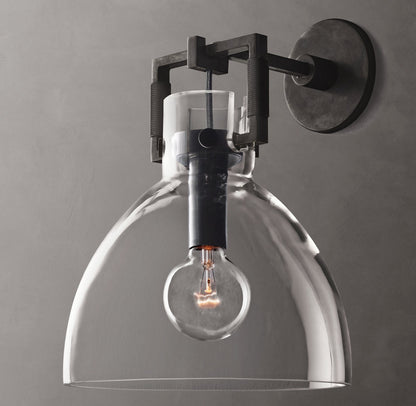 Machinist Glass Cloche Wall Light 10", Bathroom Wall Sconce, detail 7