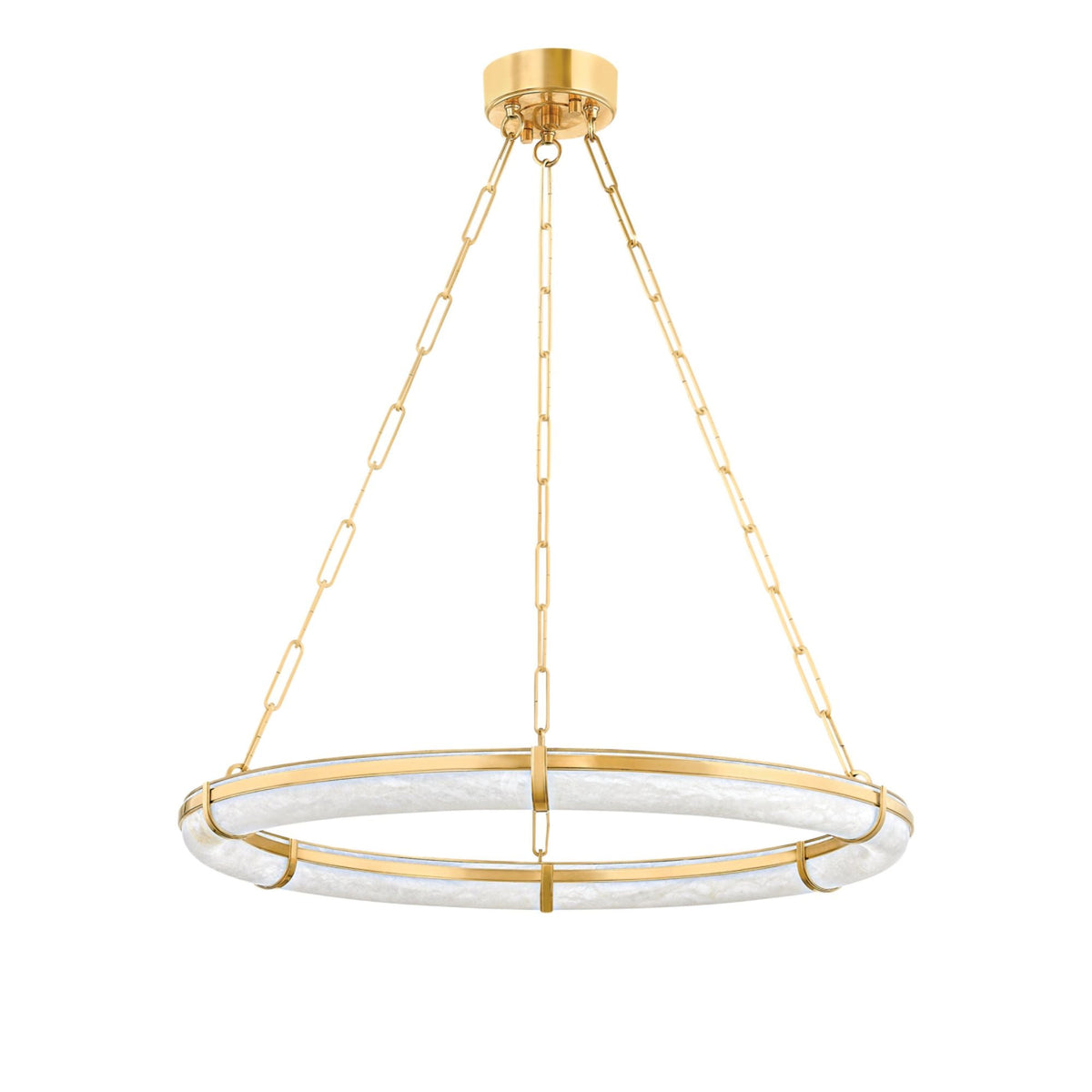 Sennett 1-Light Alabaster Chandelier in Aged Brass 30.5L x 30.5W x 2.75H - Tianguang Alabaster Lighting