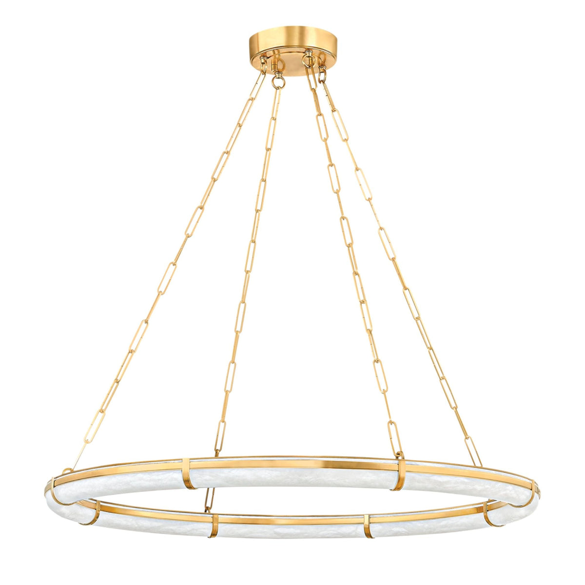 Sennett 1-Light Alabaster Chandelier in Aged Brass 42L x 42W x 2.75H - Tianguang Alabaster Lighting