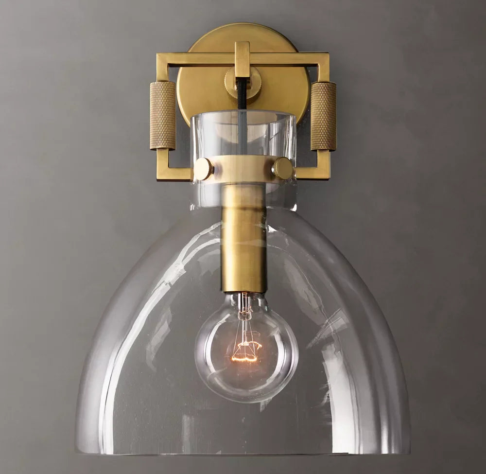Machinist Glass Cloche Wall Light 10", Bathroom Wall Sconce, detail 5
