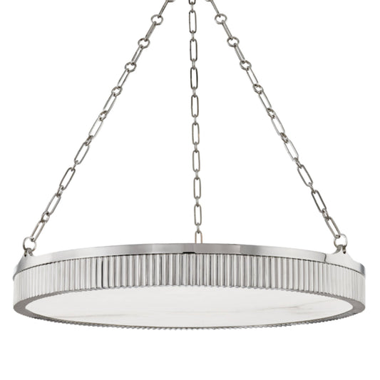 Lynden 8-Light Alabaster Chandelier in Polished Nickel 30L x 30W x 4.25H - Tianguang Alabaster Lighting