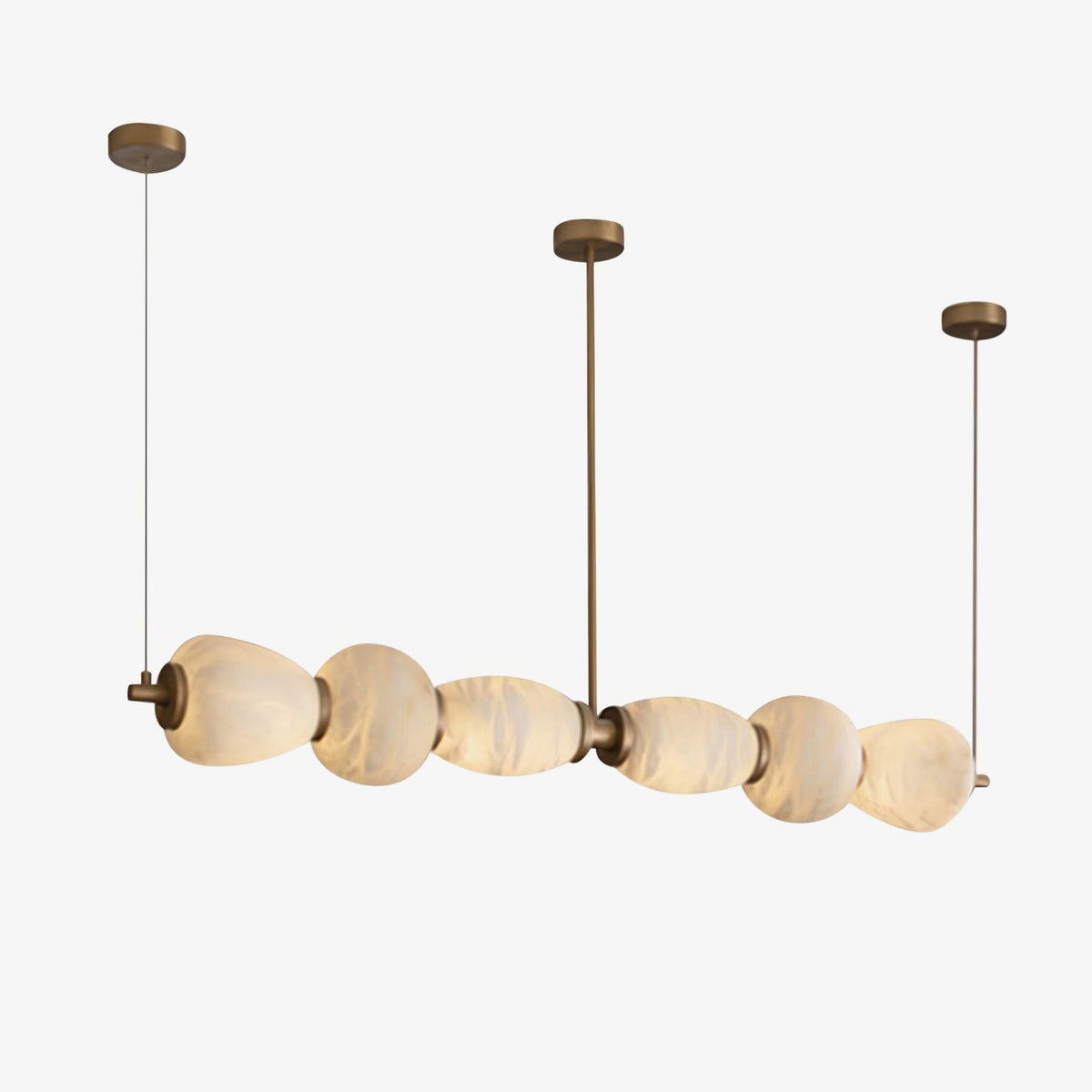 Alabaster Pebble Linear Chandelier 135 cm W x 150 cm H White - Tianguang Alabaster Lighting