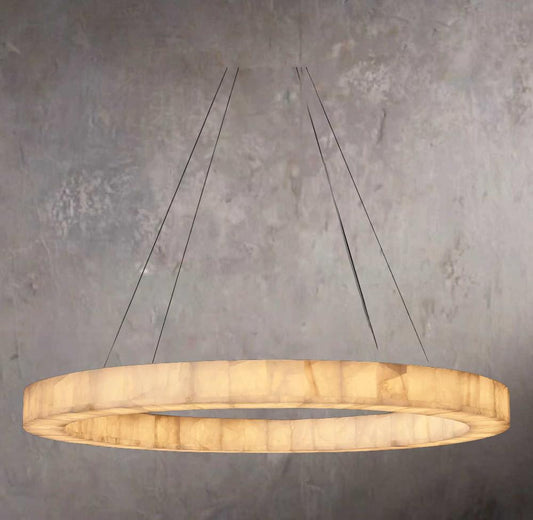Rivages Luminous Round Calcite Chandelier 60" - Tianguang Alabaster Lighting