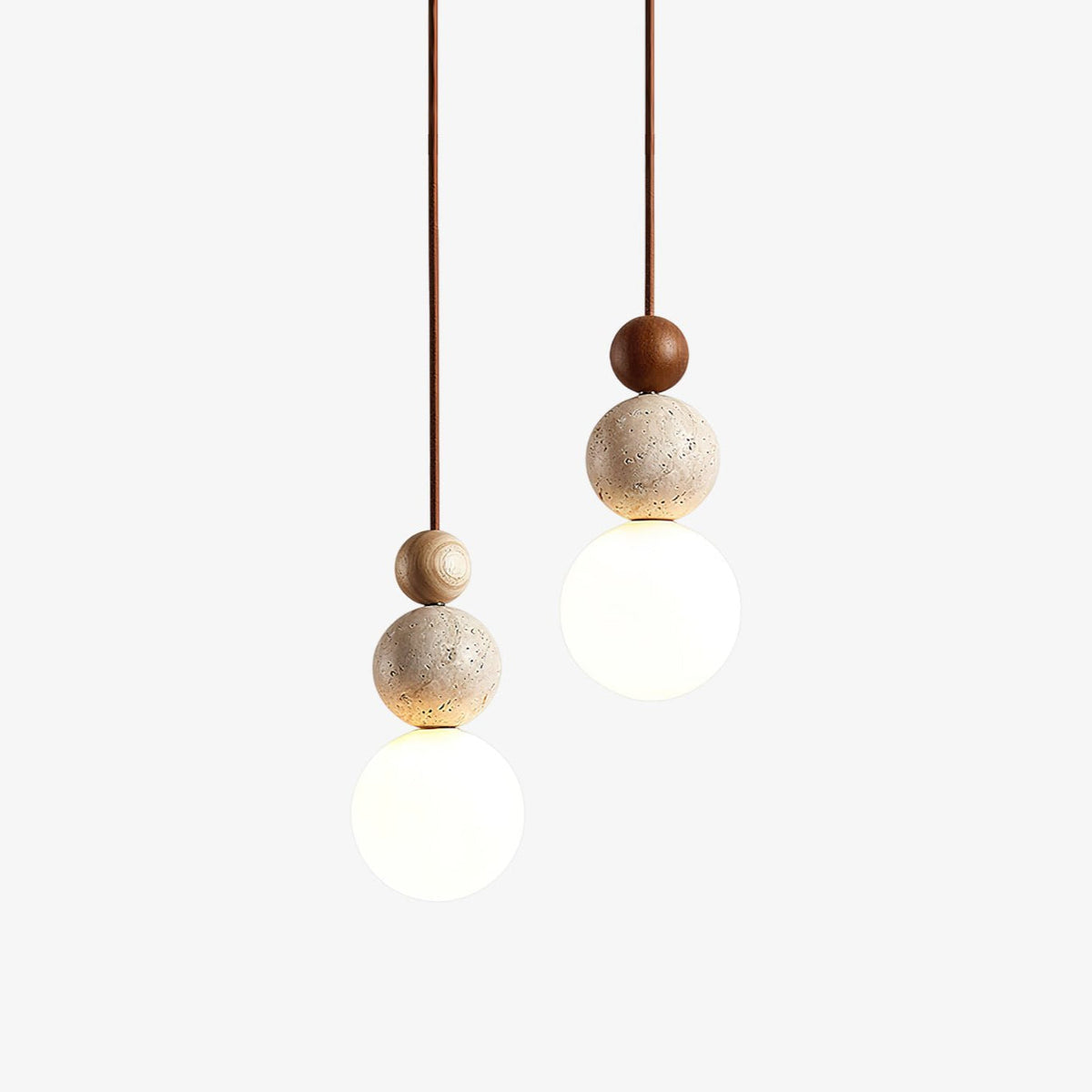 Elara Duo Travertine Pendant Lamp 6.3 in Dia - Tianguang Alabaster Lighting