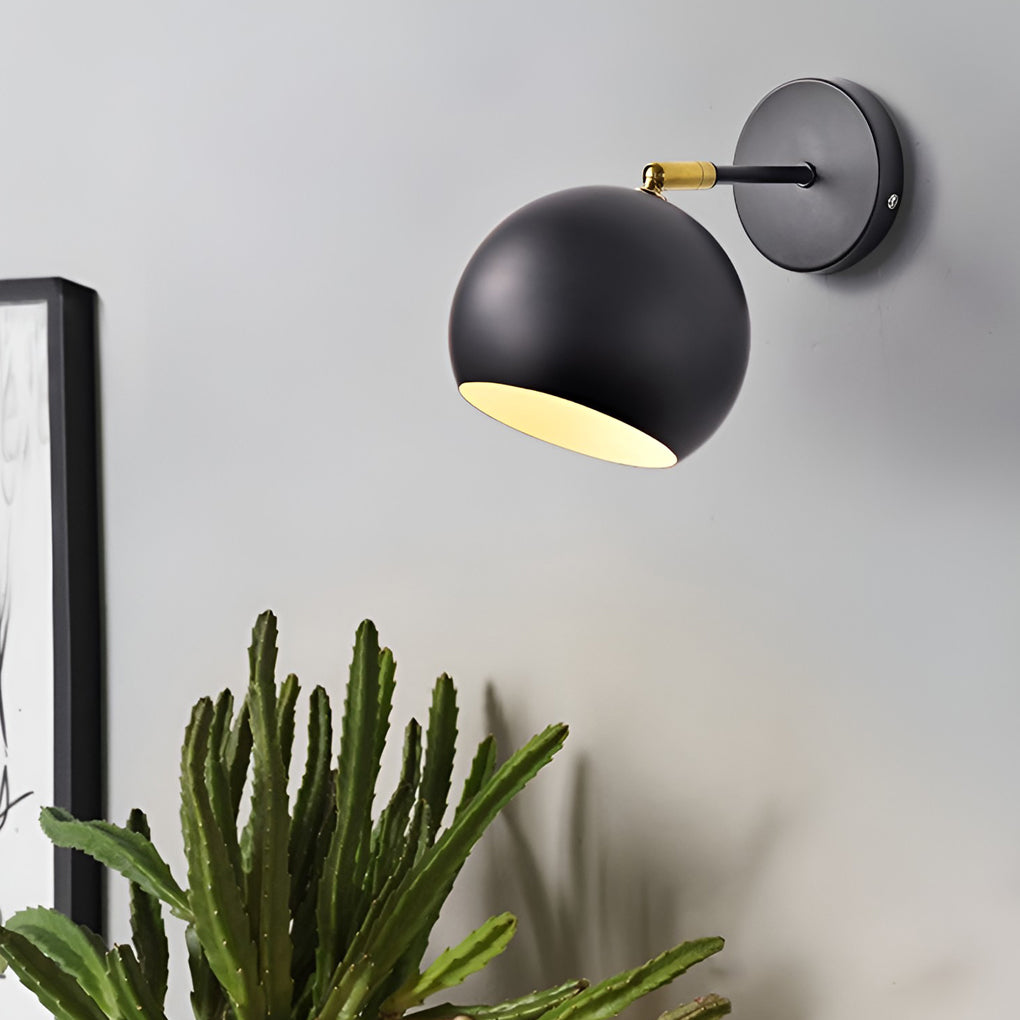 Adjustable Hemispherical Nordic Plug-In Wall Light, Plug-In Wall Sconce, Metal, Dia 6in x H 11in