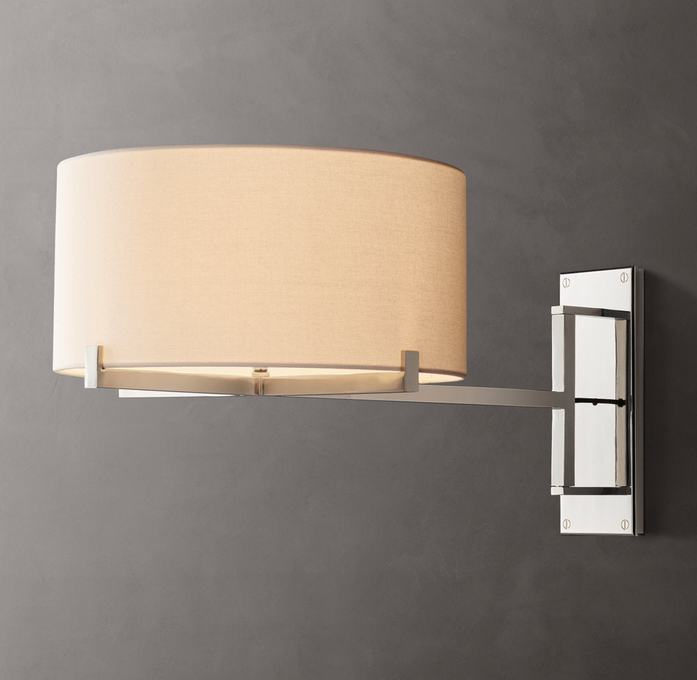 Pauillacs Drum Shade Swing-Arm Wall Light, Plug-In Wall Sconce, detail 11