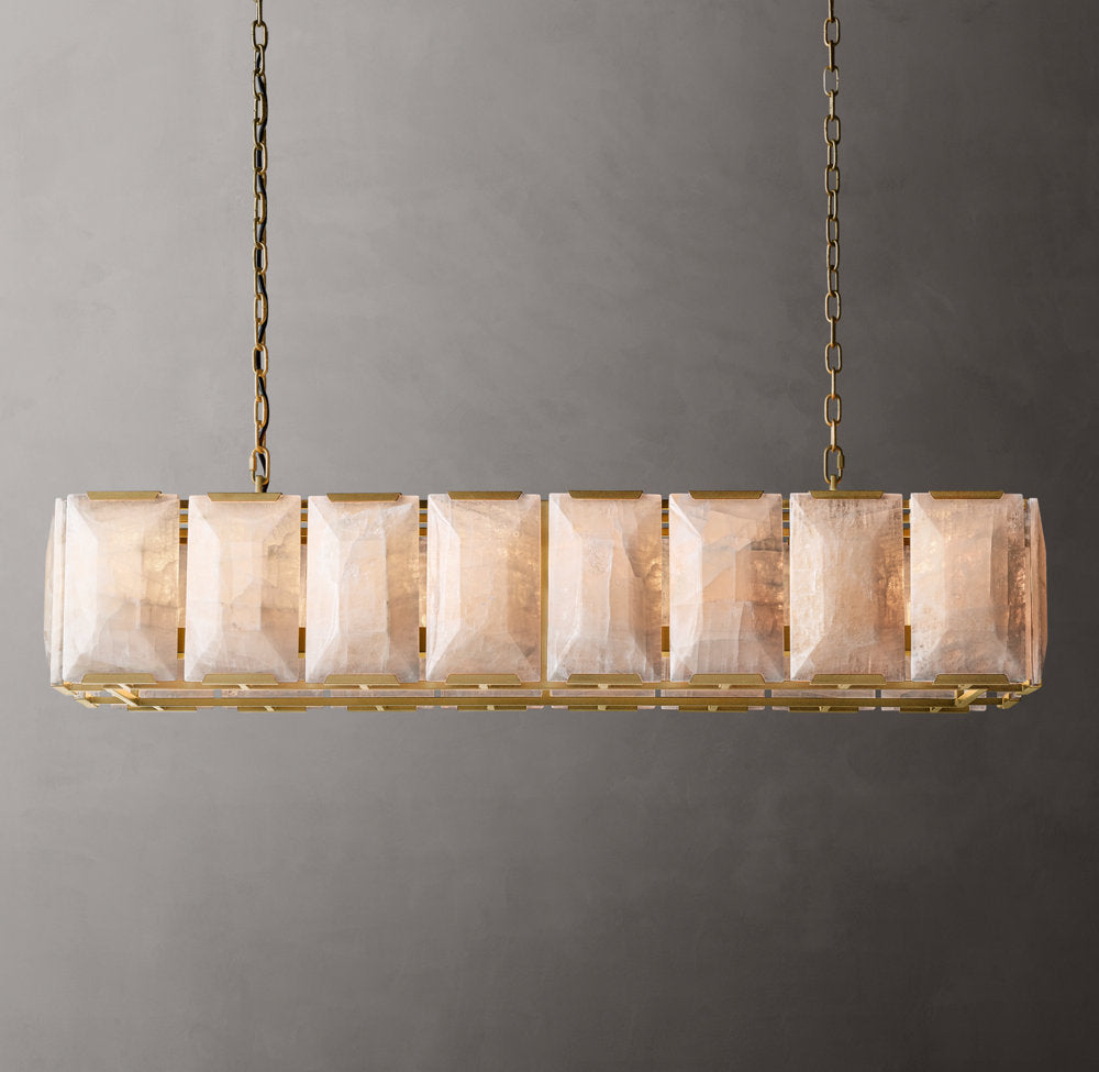 Harlow Calcite Rectangular Chandelier 54" - Tianguang Alabaster Lighting