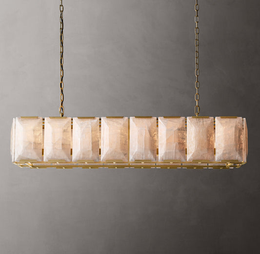 Harlow Calcite Rectangular Chandelier 54" - Tianguang Alabaster Lighting