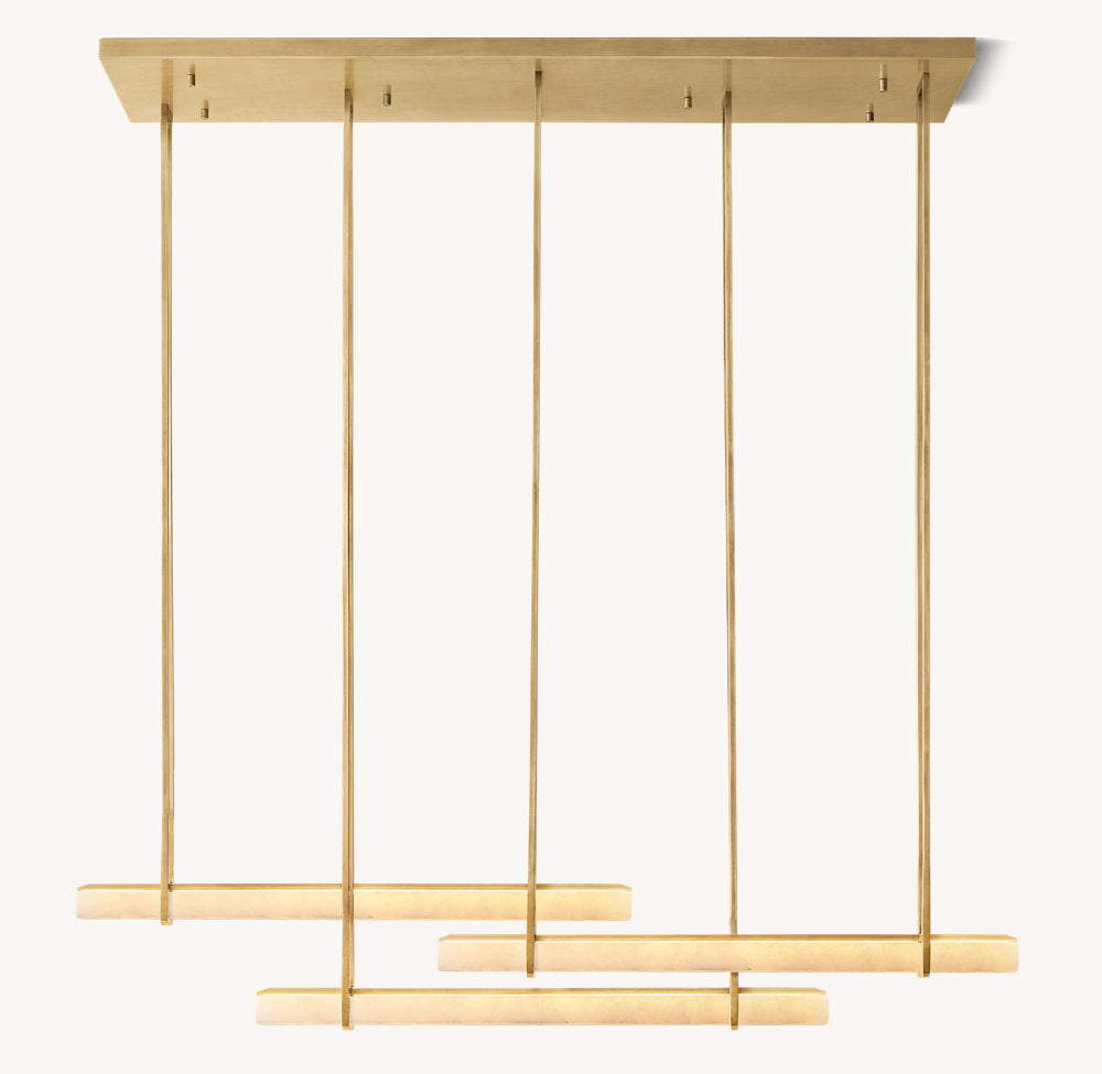 Audubon Alabaster Triple Bar Linear Chandelier - Tianguang Alabaster Lighting