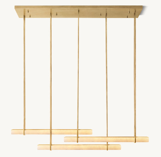 Audubon Alabaster Triple Bar Linear Chandelier - Tianguang Alabaster Lighting