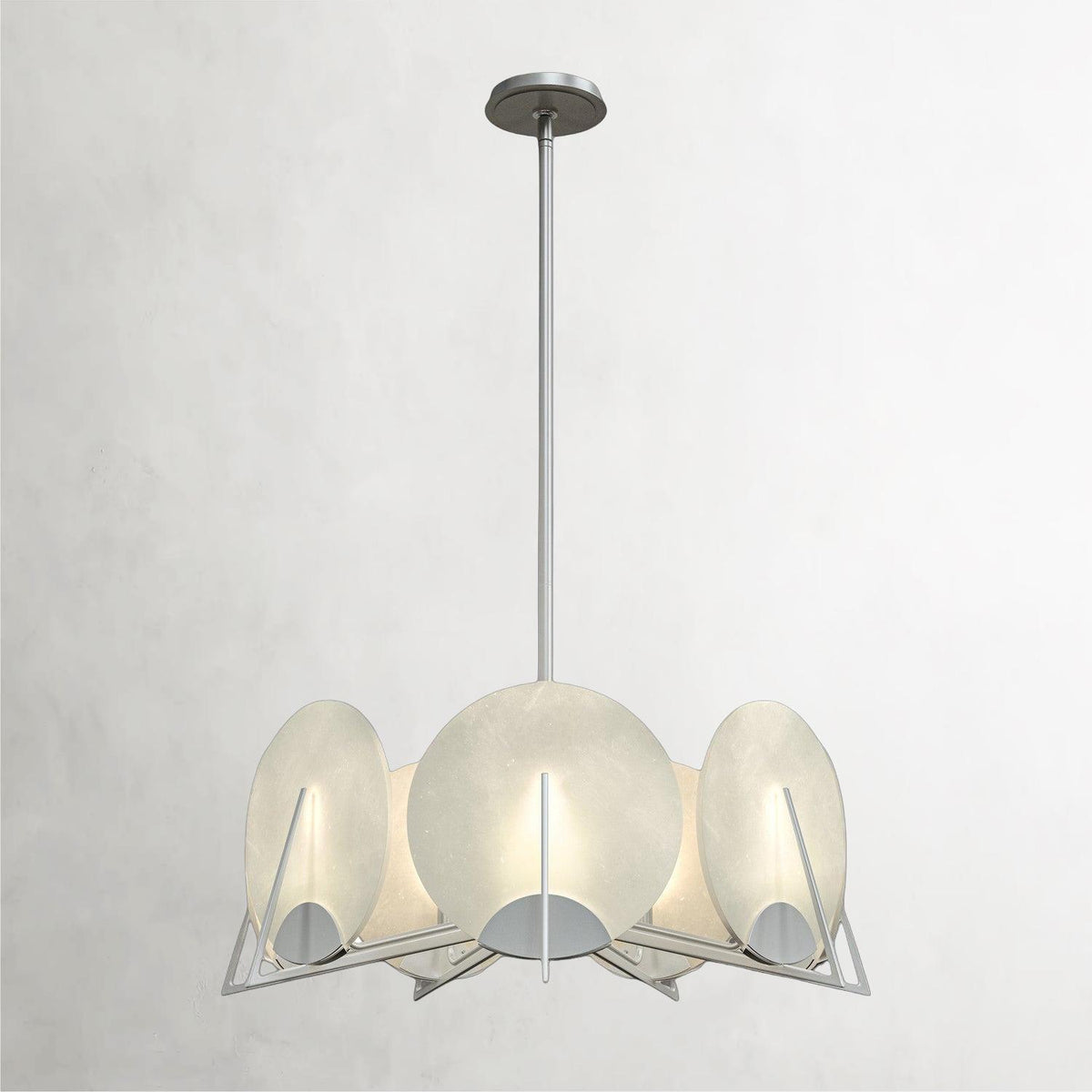 Callisto Seven-Light Alabaster Chandelier Antique Platinum - Tianguang Alabaster Lighting
