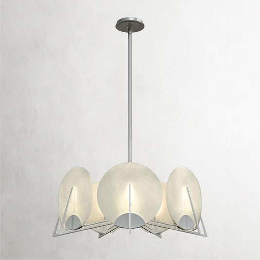 Callisto Seven-Light Alabaster Chandelier Antique Platinum - Tianguang Alabaster Lighting