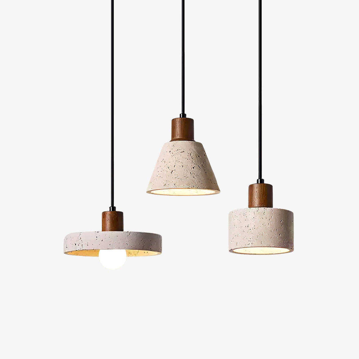 Forma Terra Trio Travertine Pendant Lamp - Tianguang Alabaster Lighting