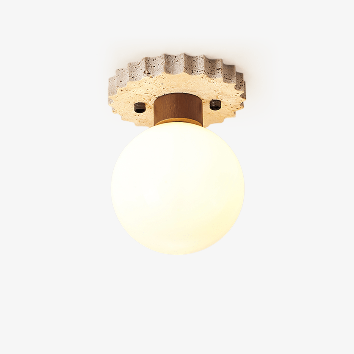 Cogstone Orb Ceiling Lamp Travertine Ceiling Light - Tianguang Alabaster Lighting