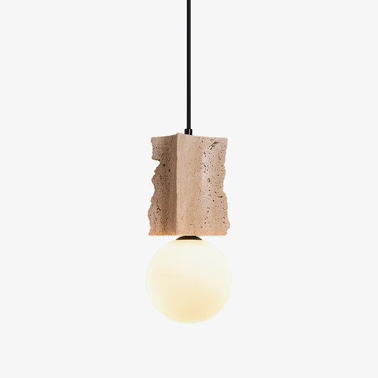 Terra Orb Travertine Pendant Lamp - Tianguang Alabaster Lighting