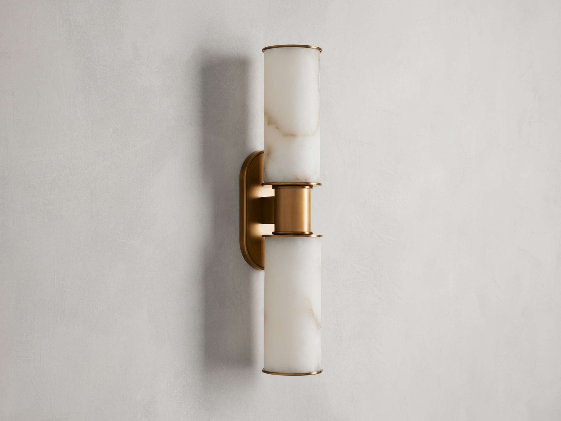 Harlin Double Wall Light in Alabaster, Hardwired Wall Sconce, detail 4