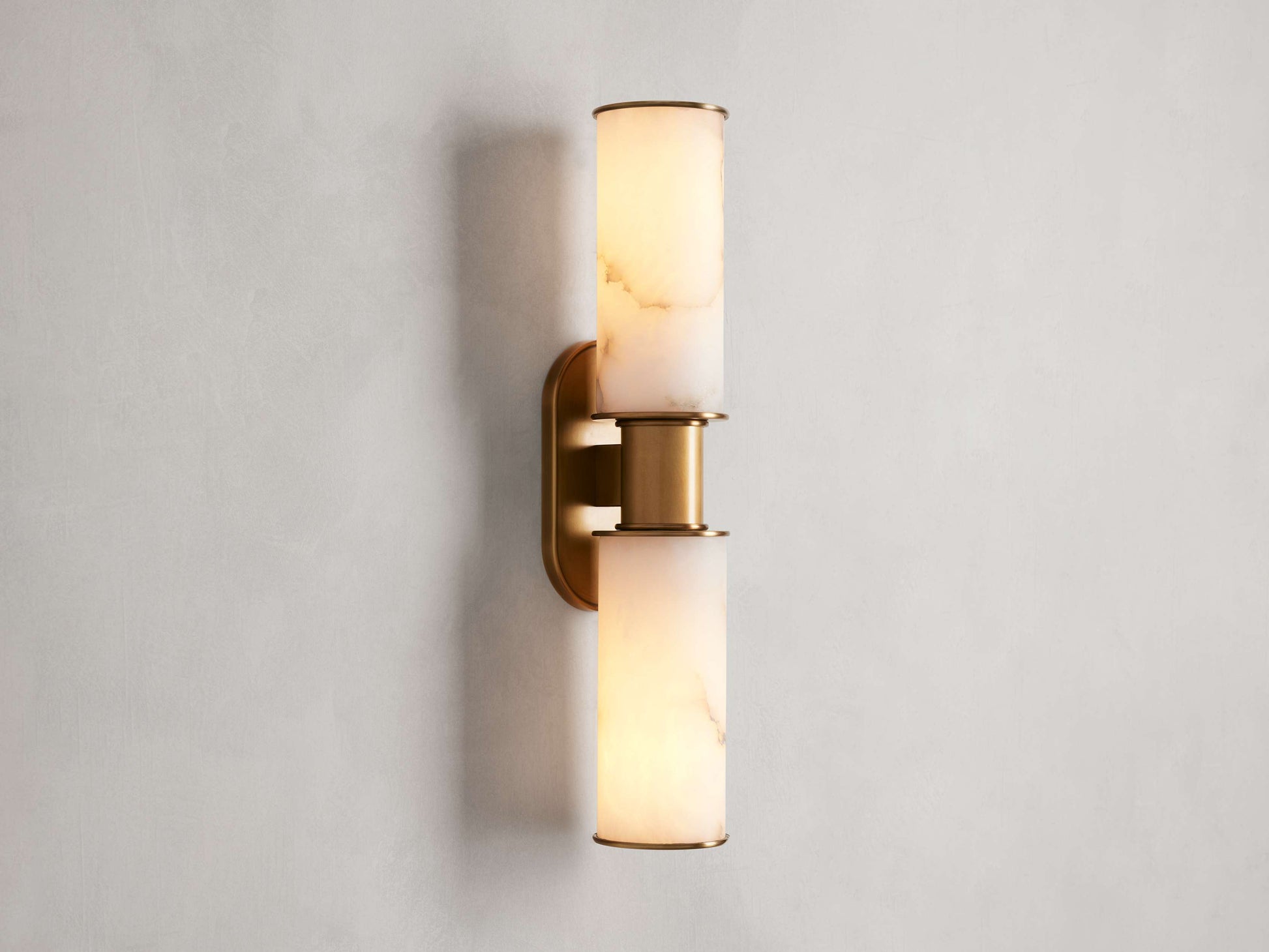 Harlin Double Wall Light in Alabaster, Hardwired Wall Sconce, 4.25" w x 8.75" h