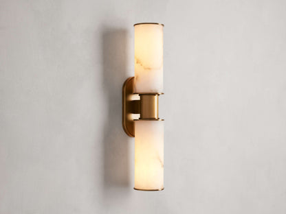 Harlin Double Wall Light in Alabaster, Hardwired Wall Sconce, 4.25" w x 8.75" h