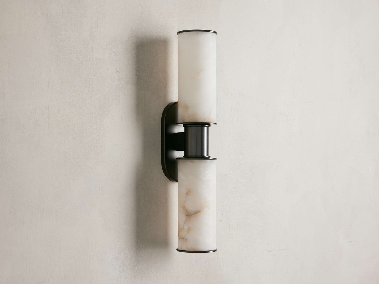Harlin Double Wall Light in Alabaster, Hardwired Wall Sconce, detail 6