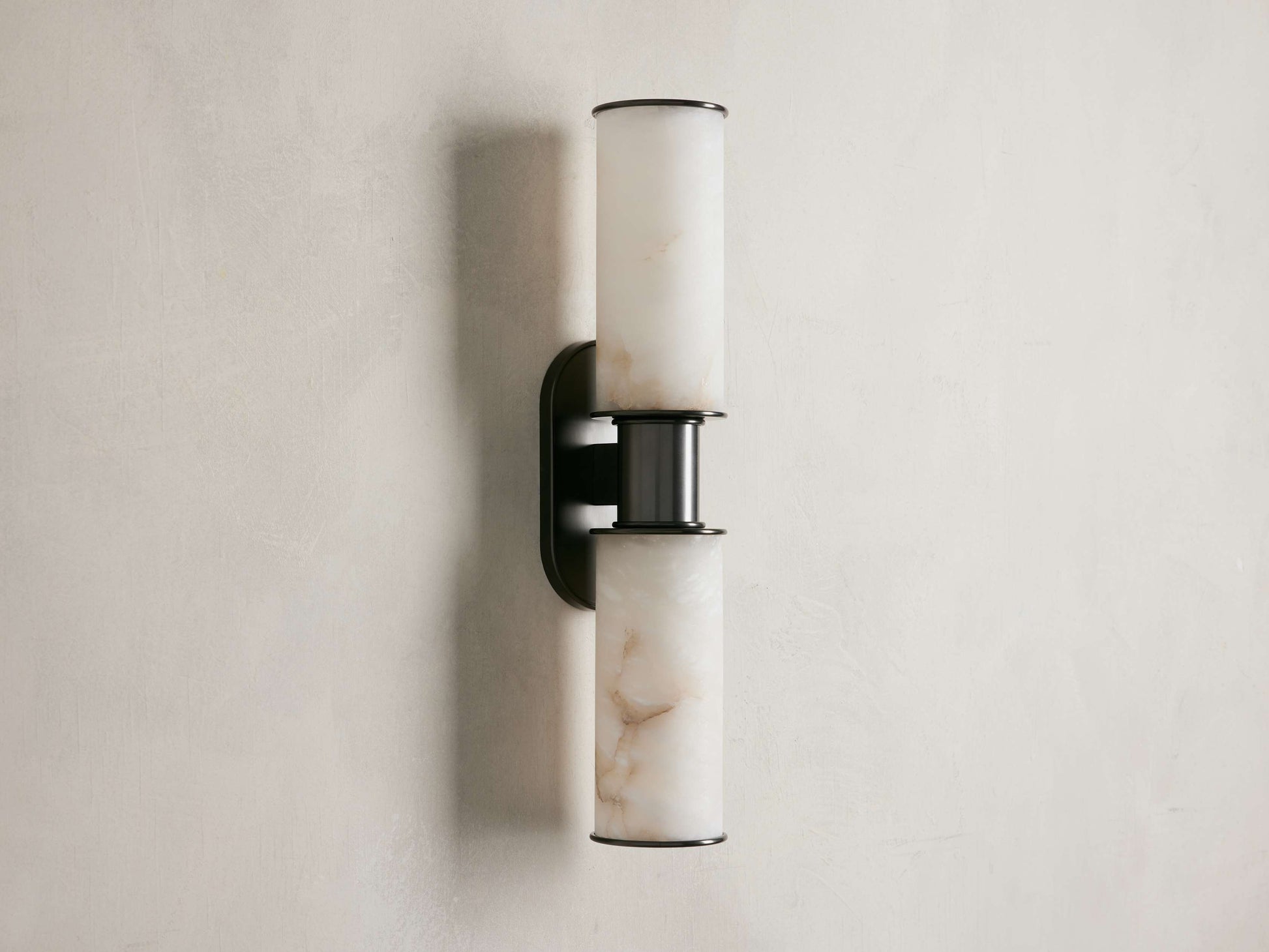 Harlin Double Wall Light in Alabaster, Hardwired Wall Sconce, detail 6