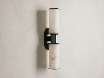 Harlin Double Wall Light in Alabaster, Hardwired Wall Sconce, detail 6
