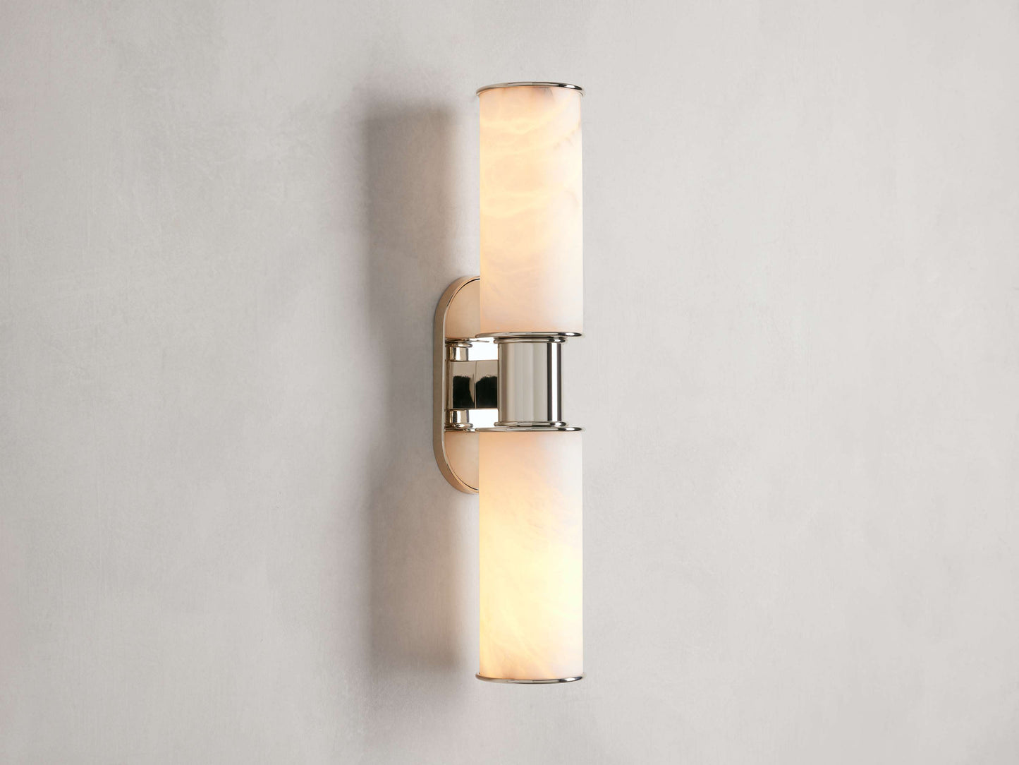 Harlin Double Wall Light in Alabaster, Hardwired Wall Sconce, detail 3