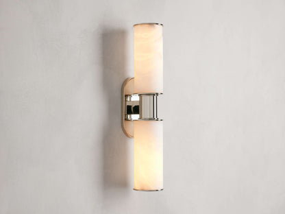 Harlin Double Wall Light in Alabaster, Hardwired Wall Sconce, detail 3