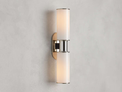 Harlin Double Wall Light in Milk, Hardwired Wall Sconce, 4.25" w x 8.75" h