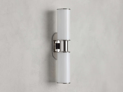Harlin Double Wall Light in Milk, Hardwired Wall Sconce, detail 4