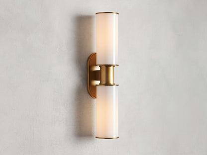 Harlin Double Wall Light in Milk, Hardwired Wall Sconce, detail 2