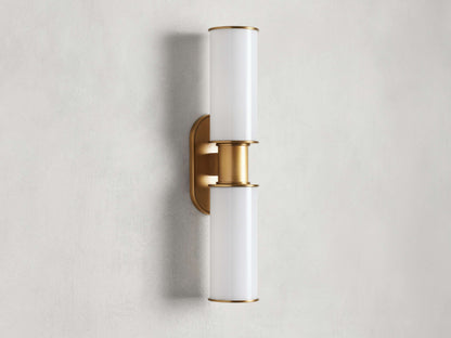 Harlin Double Wall Light in Milk, Hardwired Wall Sconce, detail 6