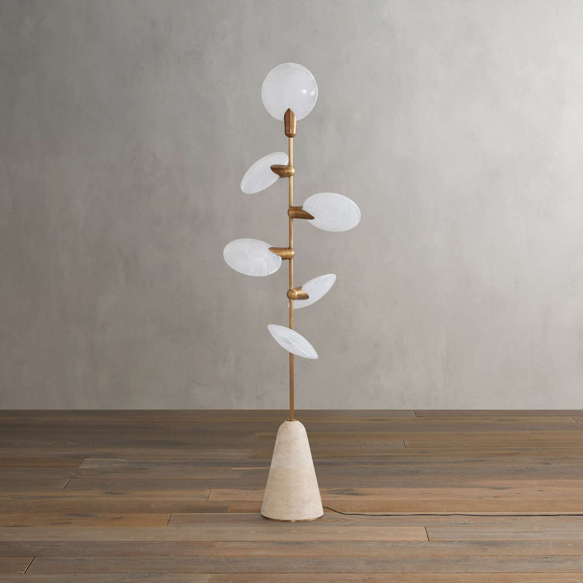 Lyla Travertine Floor Lamp - Tianguang Alabaster Lighting