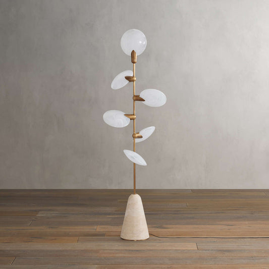 Lyla Travertine Floor Lamp - Tianguang Alabaster Lighting