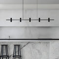 LED Copper Black Stone Linear Island Travertine Pendant Light - Tianguang Alabaster Lighting