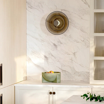 Double Layer Circular Glass Electroplated Metal LED Nordic Wall Fixtures, Hardwired Wall Sconce, 9.1"