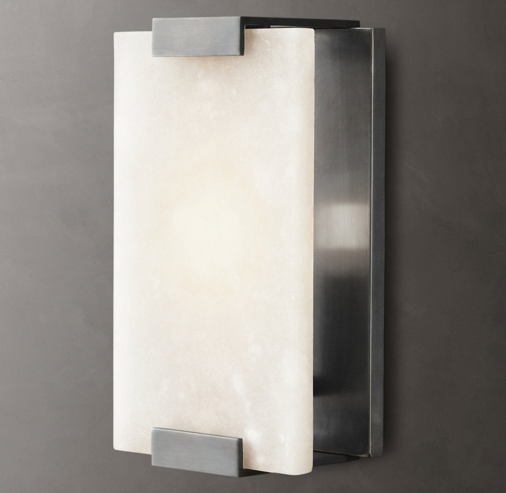 Hand-Carved Alabaster Wall Light, Bathroom Wall Sconce, detail 12
