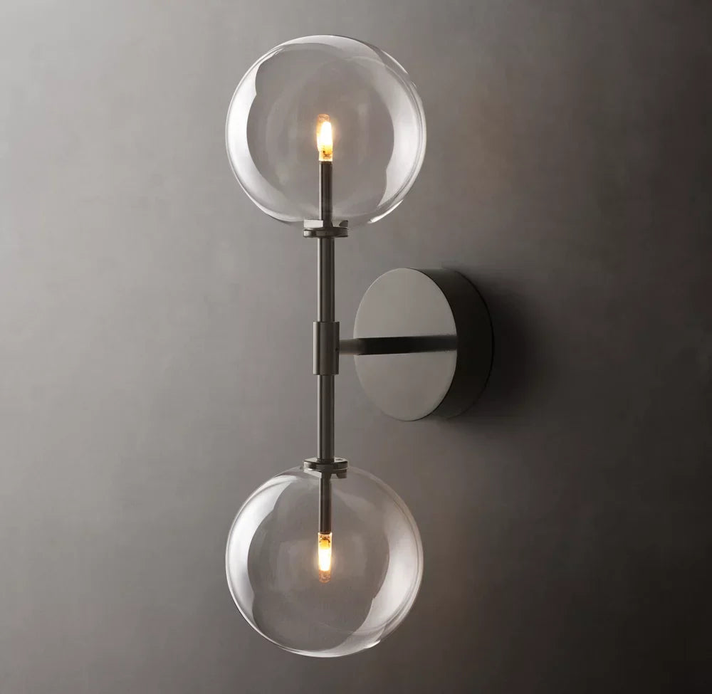 Glass Globe Linear Wall Light, Bathroom Wall Sconce, detail 9
