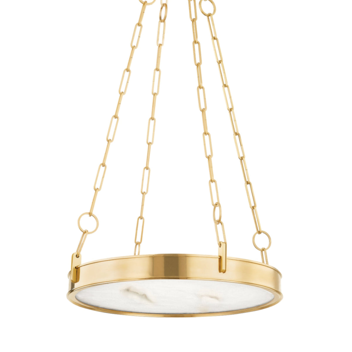 Kirby 1-Light Alabaster Chandelier in Aged Brass 20L x 20W x 3.5H - Tianguang Alabaster Lighting