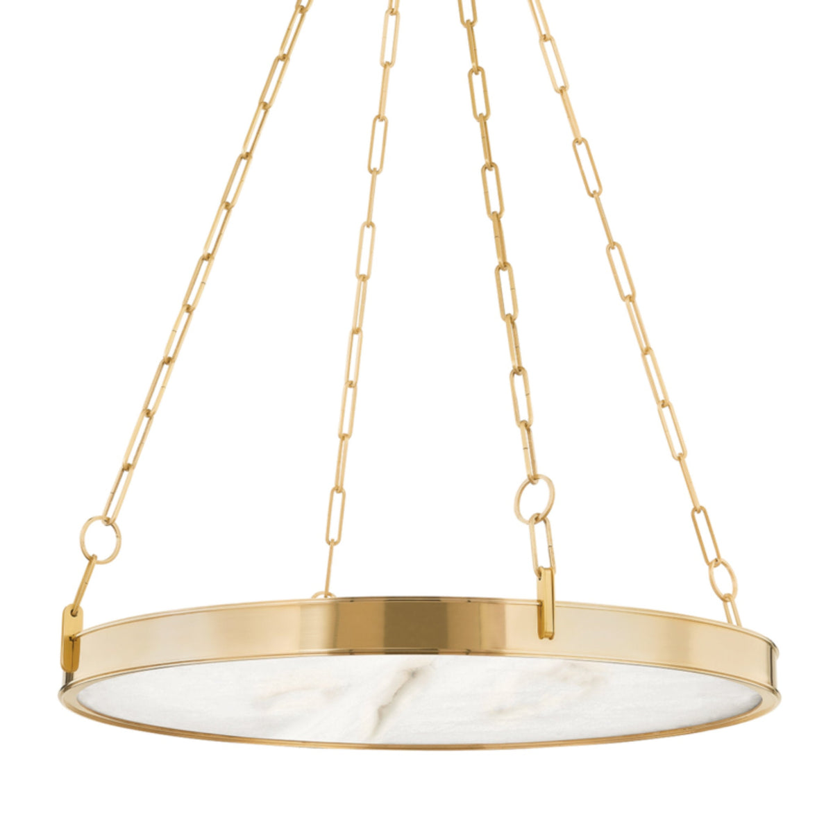 Kirby 1-Light Alabaster Chandelier in Aged Brass 30L x 30W x 3.5H - Tianguang Alabaster Lighting