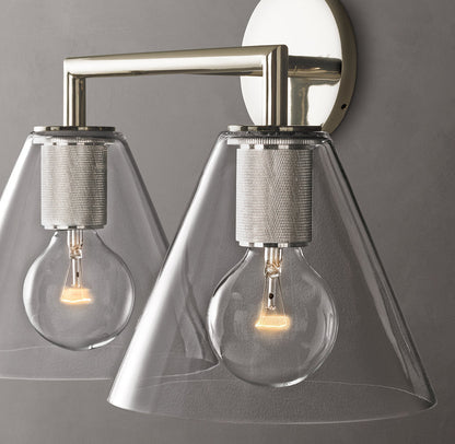 Utilitaire Funnel Shade Double Wall Light, Bathroom Wall Sconce, detail 13