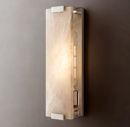 Hand-Carved Alabaster Grand Wall Light, Bathroom Wall Sconce, detail 19