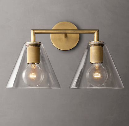 Utilitaire Funnel Shade Double Wall Light, Bathroom Wall Sconce, detail 6
