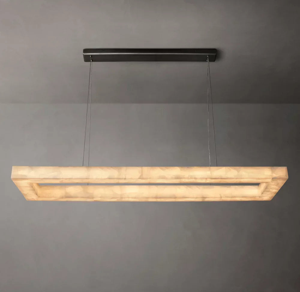 Rivage Lueur Rectangular Calcite Chandelier 72" - Tianguang Alabaster Lighting