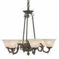 Napoleonic Chandelier, 6-Light, French Brass with Amber Marble, Amber Marble Shade, 28"W (7886 FB/AM YCWT) - Tianguang Alabaster Lighting