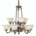 Napoleonic Chandelier, 9-Light, Antique Silver with Amber Marble, Amber Marble Shade, 28"W (7889 AS/AM YCWZ) - Tianguang Alabaster Lighting